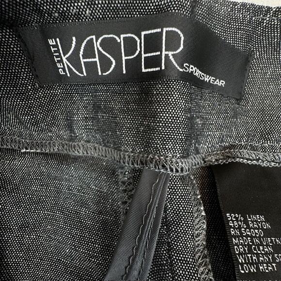 Kasper Cross Dye Linen Blend Dress Slacks Pants Size 4 Petite Black - Picture 12 of 12